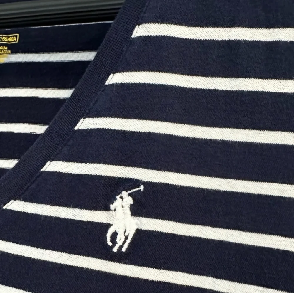 POLO Ralph Lauren (XL) Navy & White Striped Shirt - Picture 3 of 6
